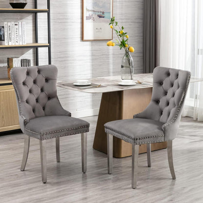 Esszimmerstuhl Set 2er Grau & Chrom, Gepolstert & Bequem
