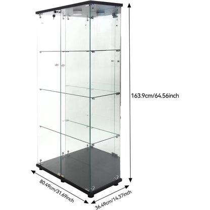 Glasvitrine Standvitrine 4 Etagen Schwarz