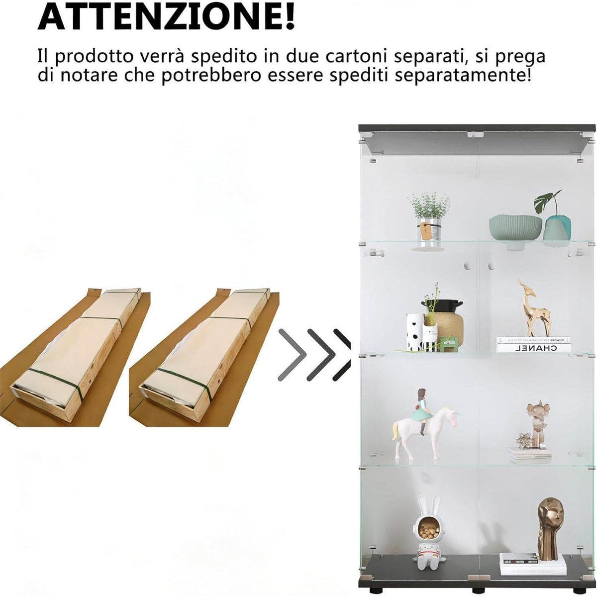 Glasvitrine Standvitrine 4 Etagen Schwarz