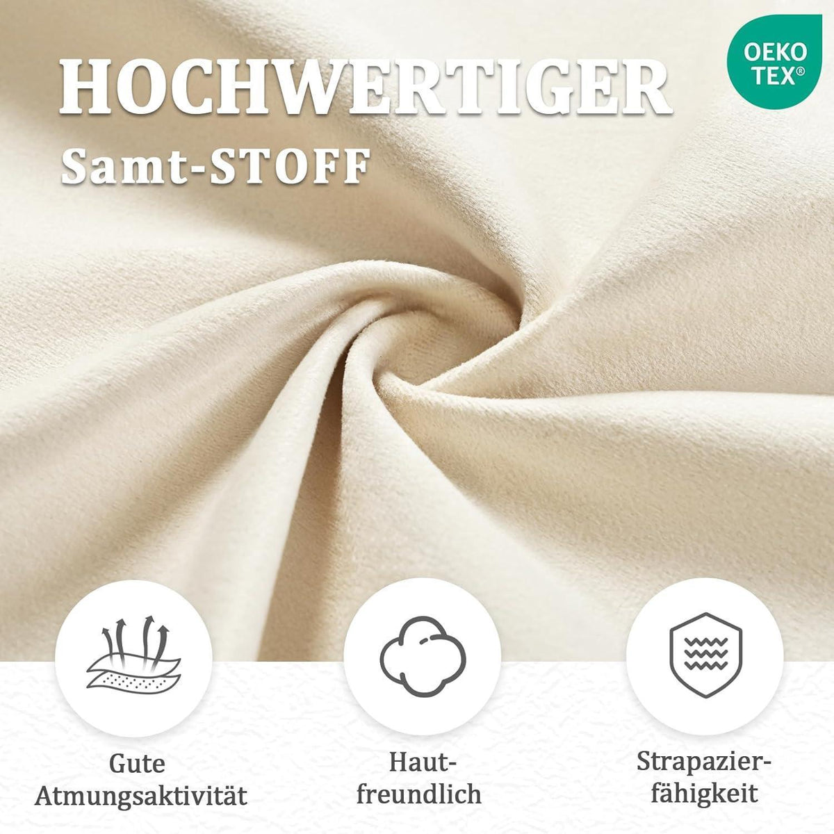 360° Esszimmerstühle Set aus Samt, Cremeweiß – 4er Set