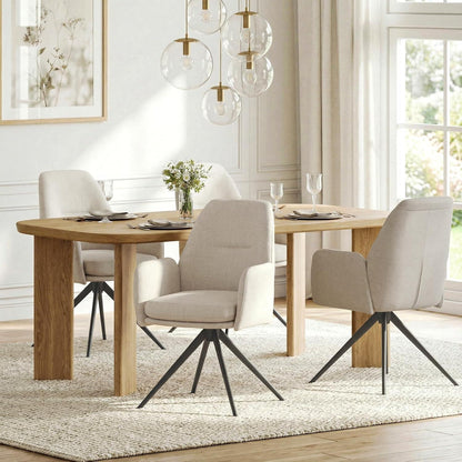 Drehbarer Esszimmerstuhl Set Beige – 6er Pack mit Armlehne