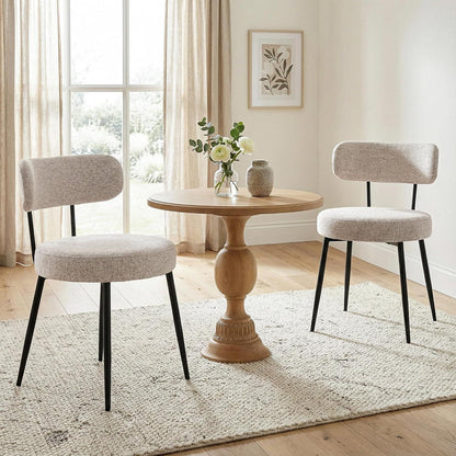 Esszimmerstühle 6er Set Bouclé Braun | Gepolsterte Küchenstühle Modern