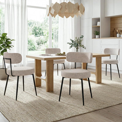 Esszimmerstühle 6er Set Bouclé Braun | Gepolsterte Küchenstühle Modern