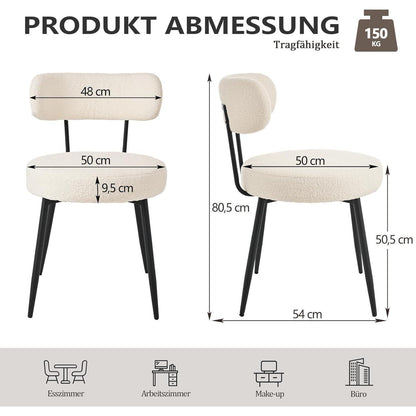 Esszimmerstühle 6er Set Bouclé Teddy Stoff Beige