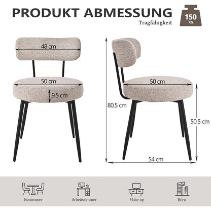 Esszimmerstühle 4er Set Bouclé Braun – Gepolsterte Küchenstühle