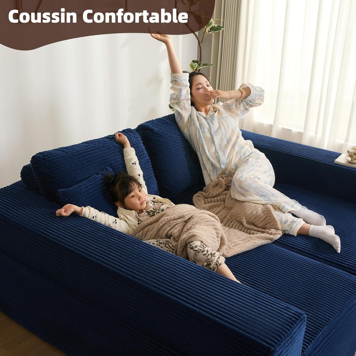 Modulares L-Ecksofa mit Schlaffunktion – Navyblau, Montagefrei