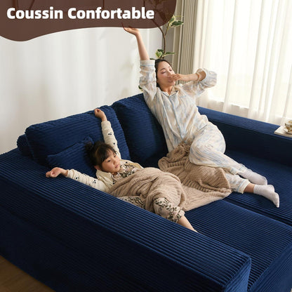 Modulares L-Ecksofa mit Schlaffunktion – Navyblau, Montagefrei