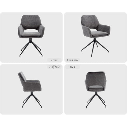 Drehbare Esszimmerstühle Set Grau – Chenille Polsterstühle