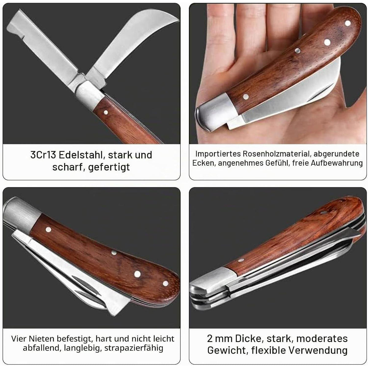 Gartenmesser 2-fach mit Okuliermesser für Veredelung & Beschneiden