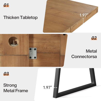 Industrietisch Esstisch Massivholz 160cm Braun