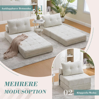 Klappbares Schlafsofa mit Kissen | Boneless Couch für Wohnzimmer