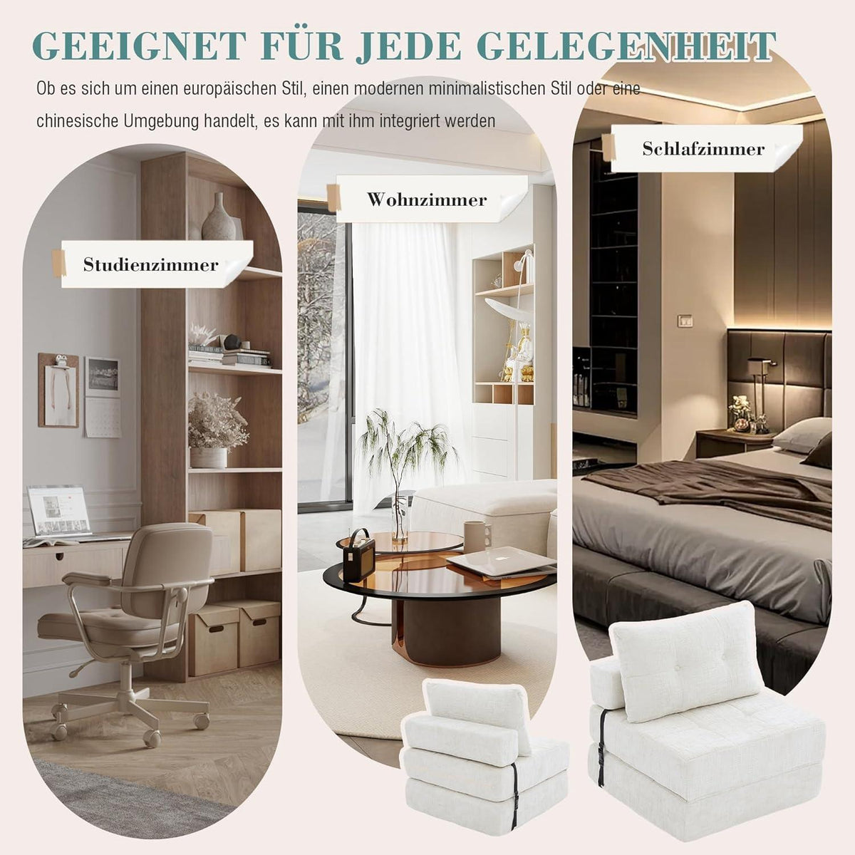 Klappbares Schlafsofa mit Kissen | Boneless Couch für Wohnzimmer
