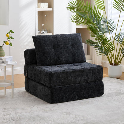 Klappbares Schlafsofa mit Kissen | Boneless Couch Schwarz