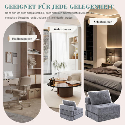 Klappbares Schlafsofa mit Kissen – Grau, Komfort & Platzsparend