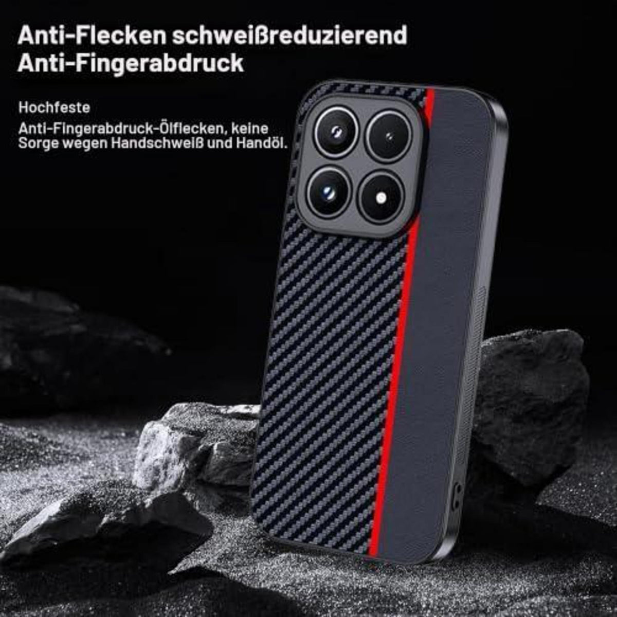 Xiaomi 17 5G Hülle: Wasserdicht, Stoßfest & Kohlefaser Rot/Schwarz