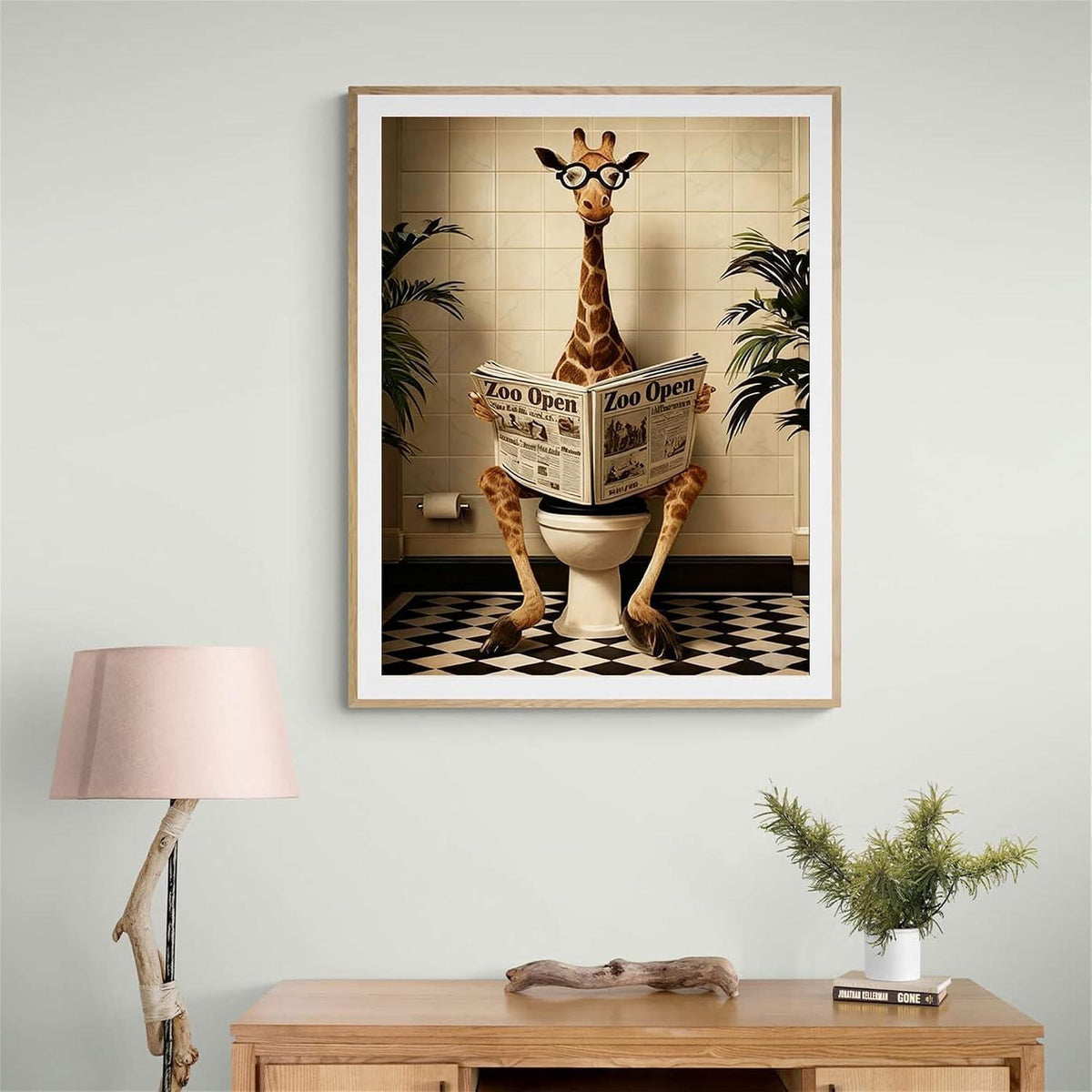 Malen nach Zahlen Giraffe mit Rahmen – DIY Badezimmer Deko