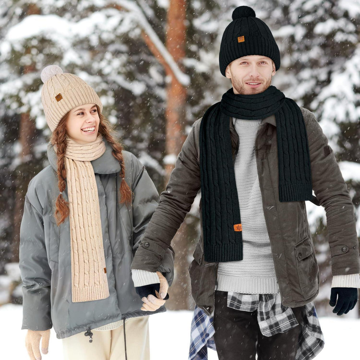 Damen Winterset Mütze, Schal & Handschuhe mit Touchscreen