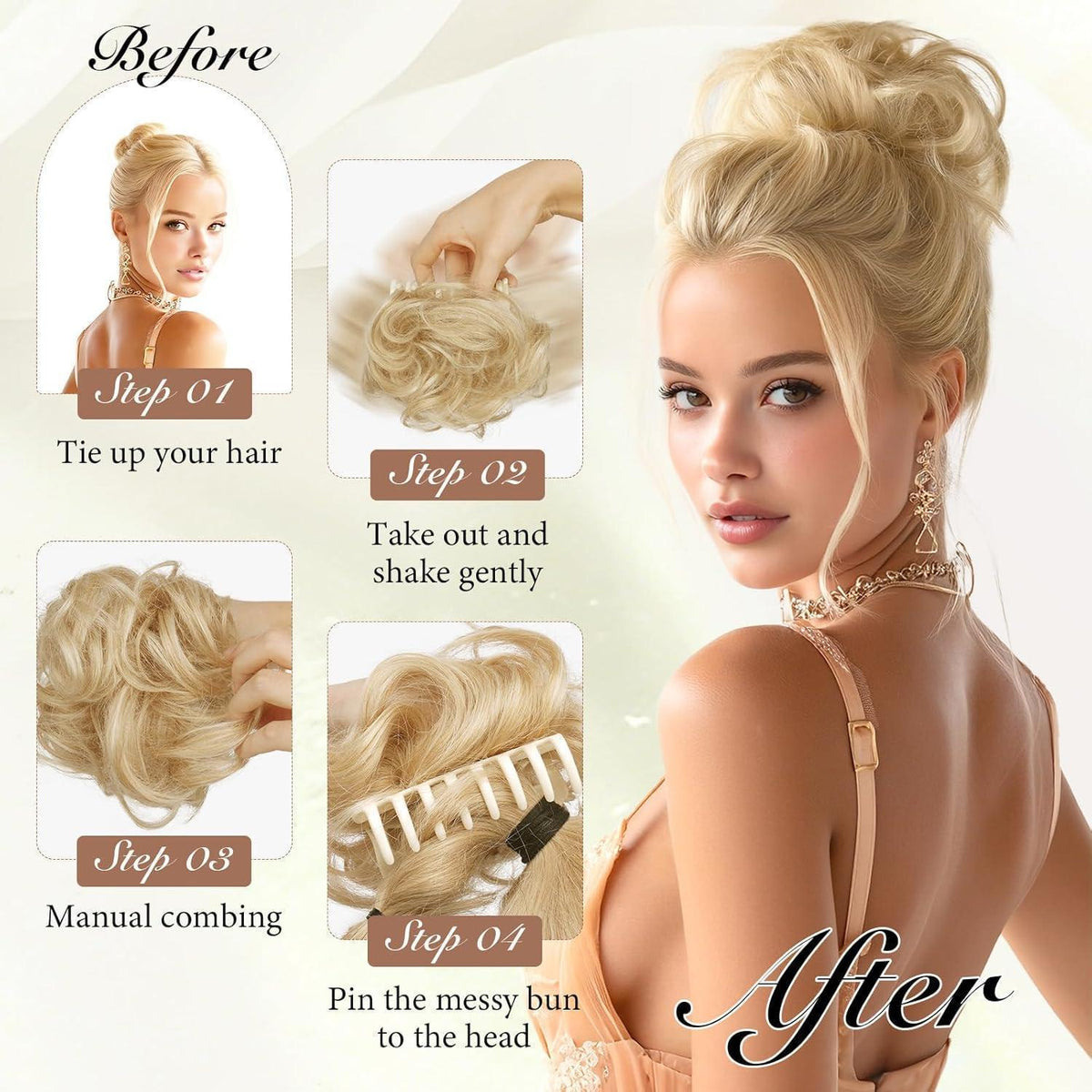 Echthaar Dutt Clip-in – Natürlicher Messy Bun für Damen