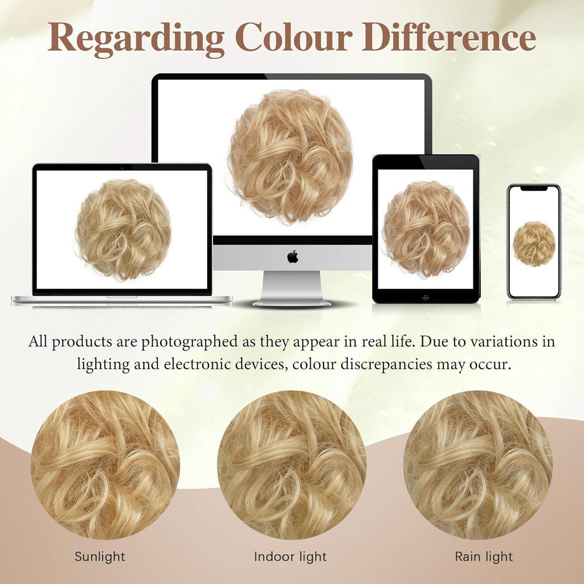 Echthaar Dutt Clip-in – Hellbraun mit Beige-Blonden Strähnchen