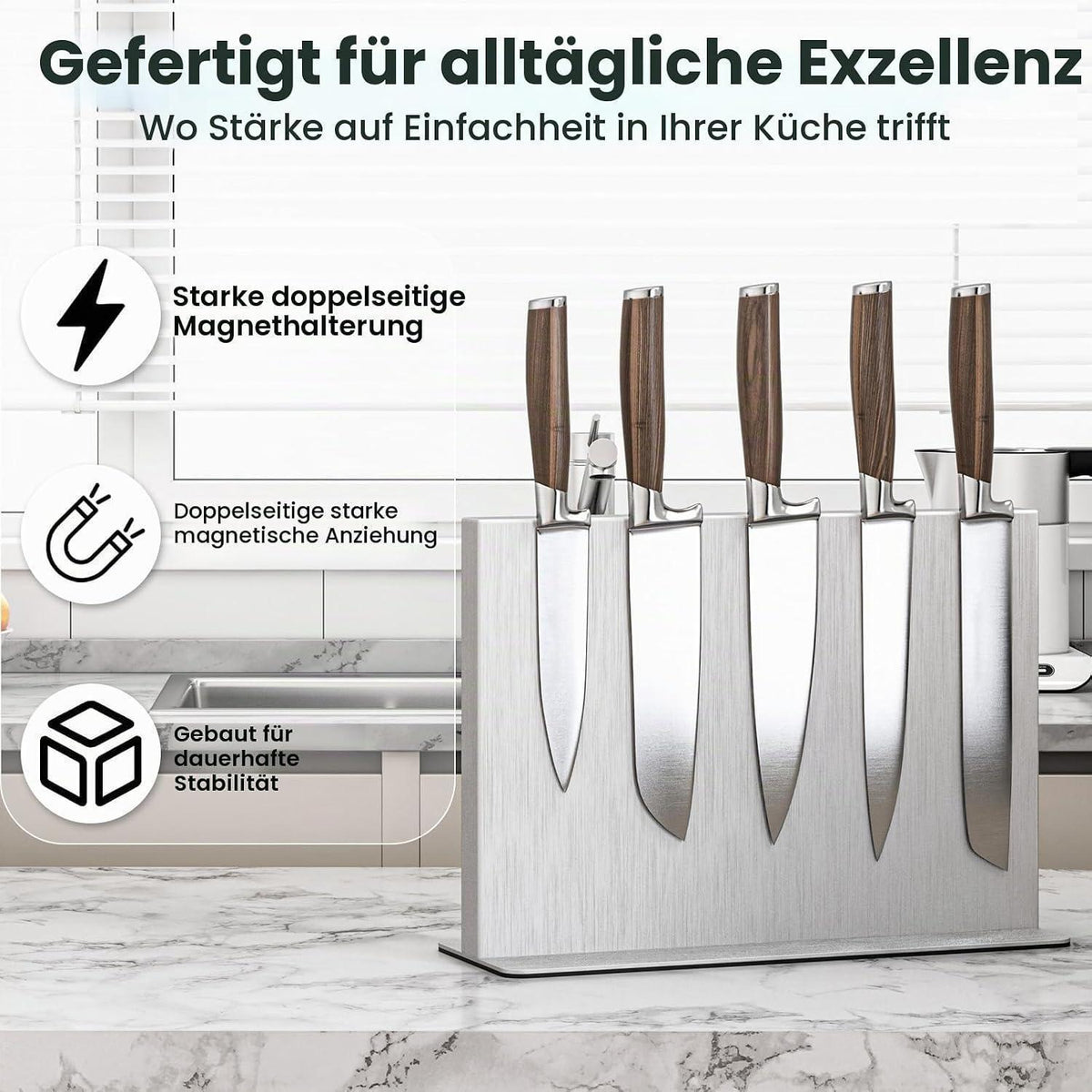 Magnetischer Messerblock Edelstahl – 30 cm Küchenmesserhalter