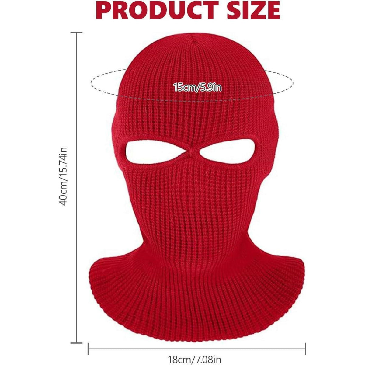 Rote Strick Ski-Maske mit 2 Löchern – Warm & Winddicht