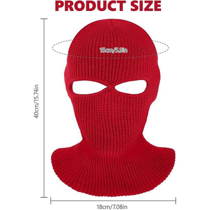 Rote Strick Ski-Maske mit 2 Löchern – Warm & Winddicht