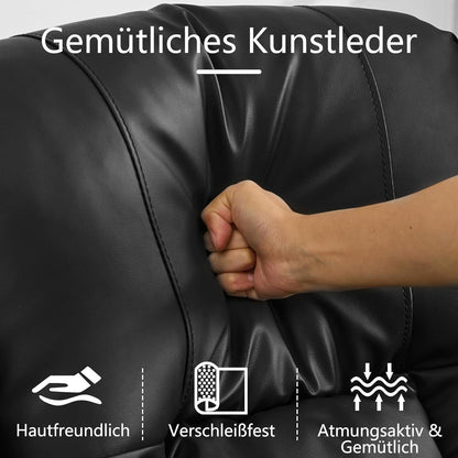 2er Relaxsessel mit Liegefunktion & Konsole – Schwarz