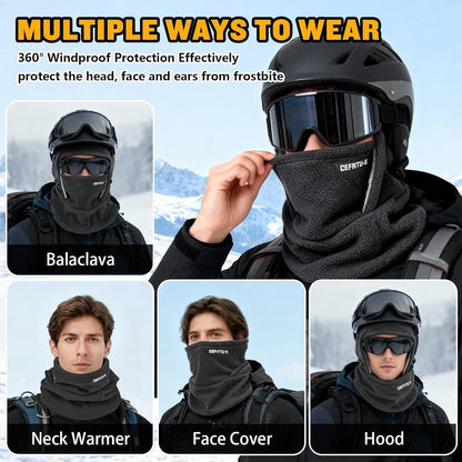 Sturmhaube Winter Mütze Fleece Skimaske für Herren Damen Dunkelgrau