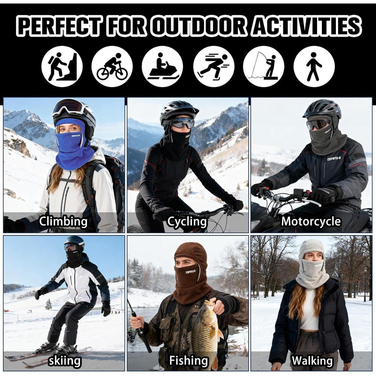 Sturmhaube Winter Mütze Fleece Skimaske für Herren Damen Outdoor
