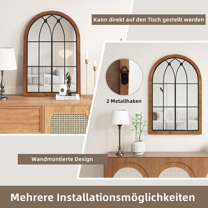Wandspiegel Fensteroptik 90x60cm Holzrahmen Vintage Spiegel