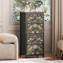 Kommode mit 4 Stoffschubladen – Erdbeer Blumenmuster