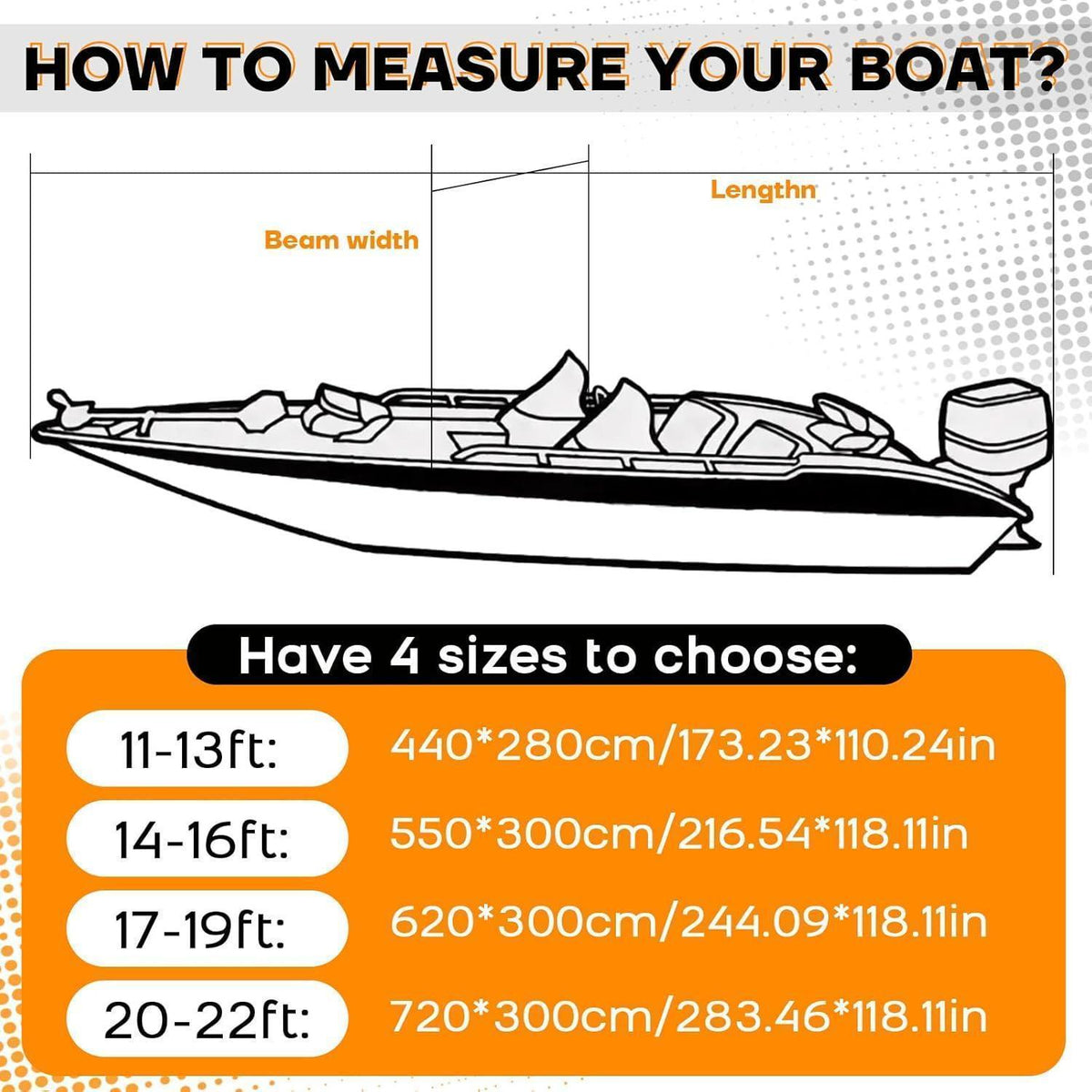 Bootsplane Wasserdicht 17-19ft – Abdeckplane für V-Rumpf Boot