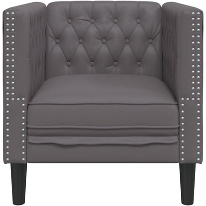 Chesterfield Sessel Grau Kunstleder – 1-Sitzer Polstersofa