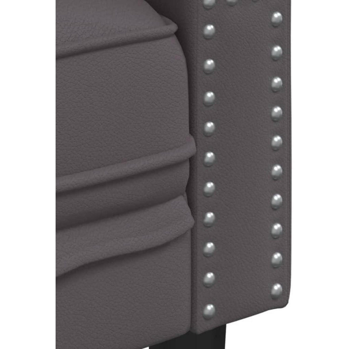 Chesterfield Sessel Grau Kunstleder – 1-Sitzer Polstersofa