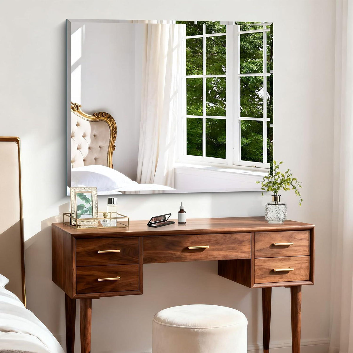 Rahmenloser Wandspiegel 90x75 cm – Rechteckig für Bad, Schlaf- & Wohnzimmer
