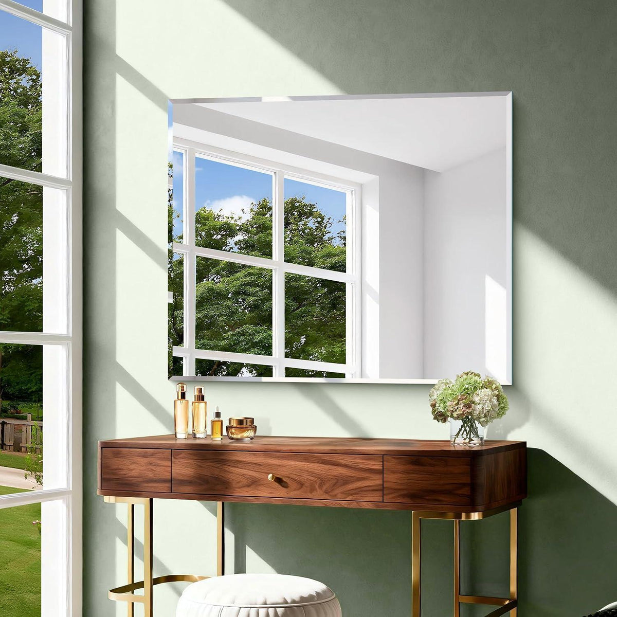 Rahmenloser Wandspiegel 90x75 cm – Rechteckig für Bad, Schlaf- & Wohnzimmer
