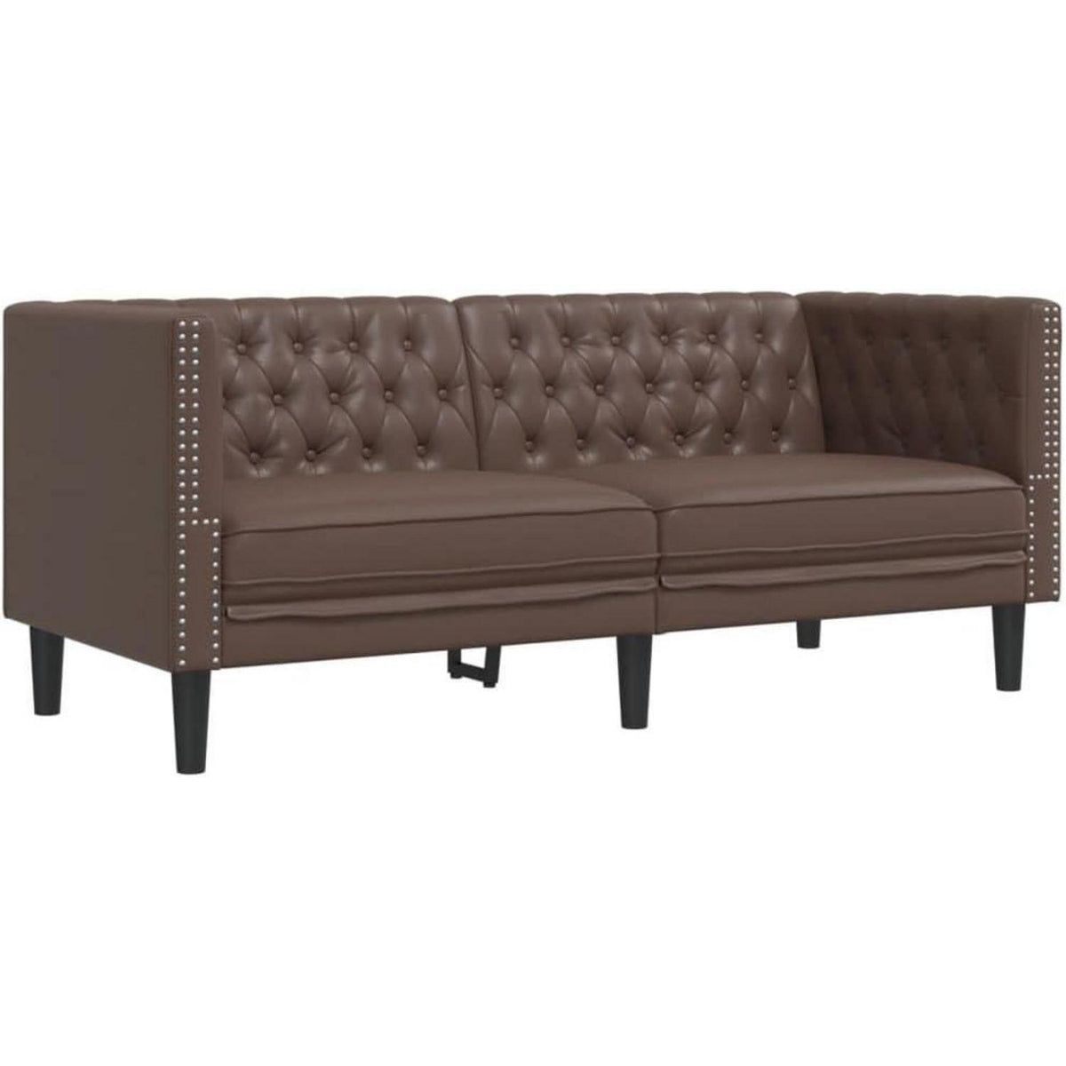 Chesterfield 2-Sitzer Sofa Braun Kunstleder Polstersofa
