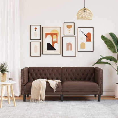 Chesterfield 2-Sitzer Sofa Braun Kunstleder Polstersofa