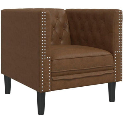 Chesterfield Sessel Braun Kunstleder – 1-Sitzer Polstersofa