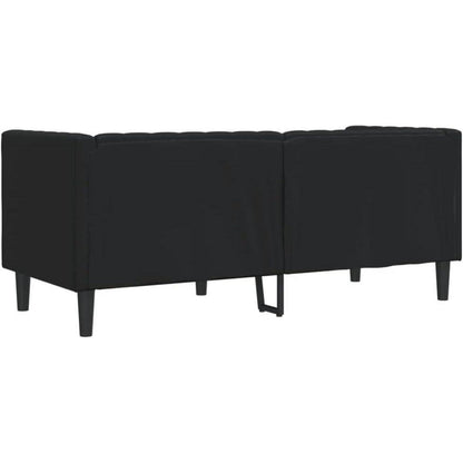 Chesterfield Sofa 2-Sitzer Schwarz Kunstleder