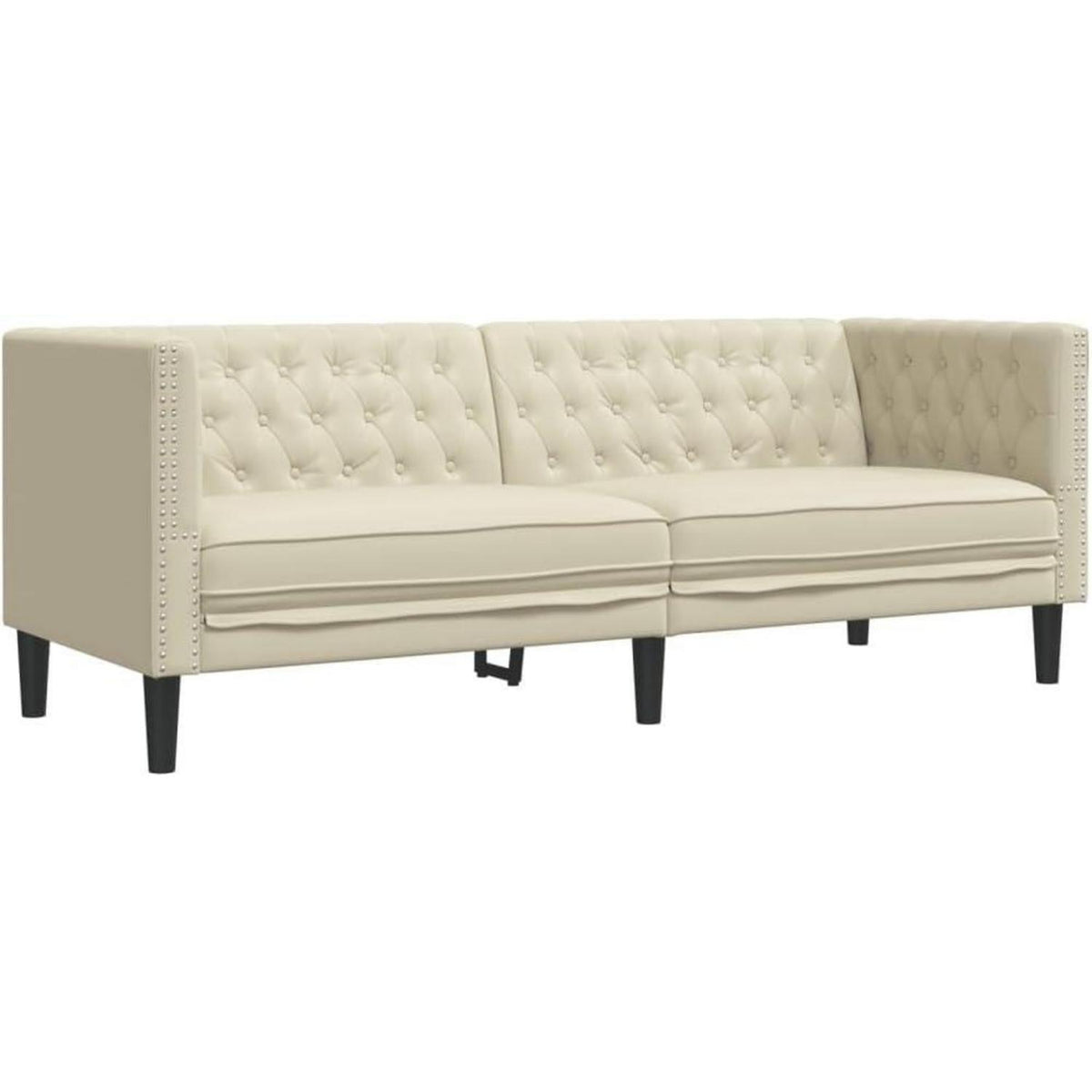 Chesterfield Polstersofa Creme Kunstleder – Sessel, 2-Sitzer, 3-Sitzer