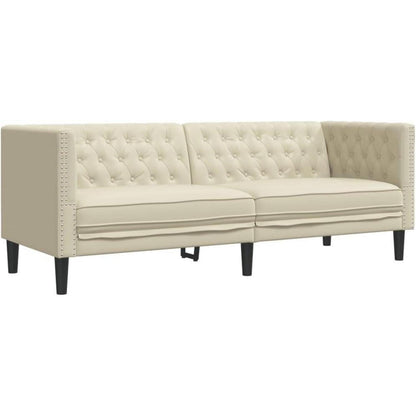 Chesterfield Polstersofa Creme Kunstleder – Sessel, 2-Sitzer, 3-Sitzer