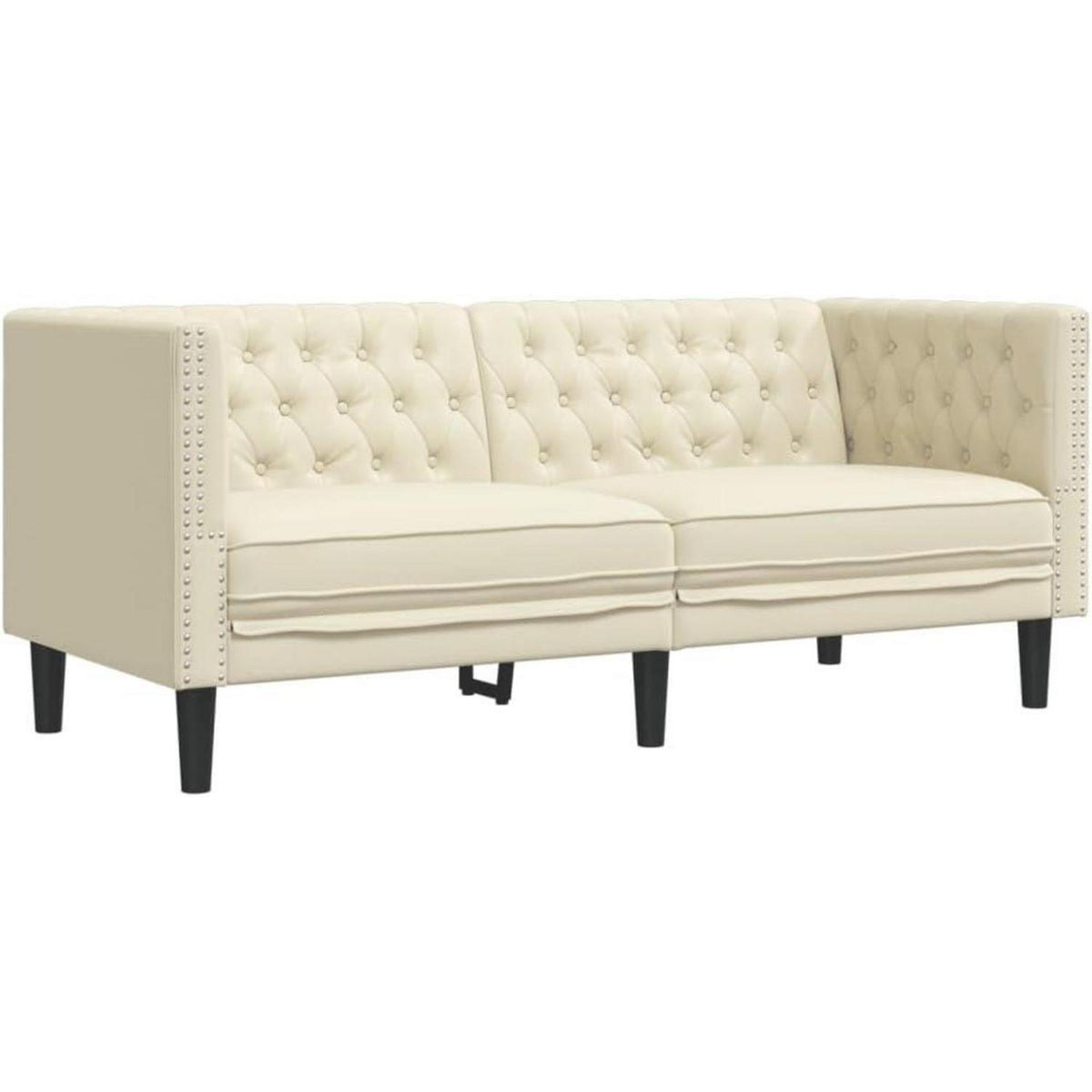 Chesterfield Polstersofa Creme Kunstleder – Sessel, 2-Sitzer, 3-Sitzer