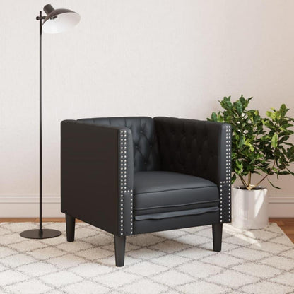 Chesterfield Sessel Schwarz Kunstleder 1-Sitzer