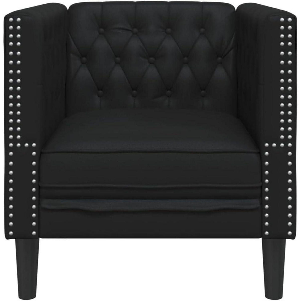 Chesterfield Sessel Schwarz Kunstleder 1-Sitzer
