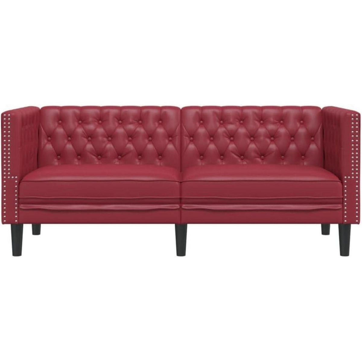 Chesterfield Sofa 2-Sitzer Kunstleder Weinrot