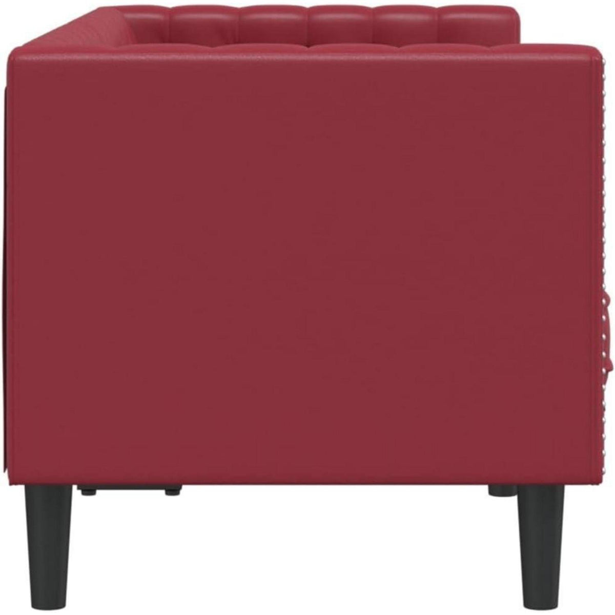Chesterfield Sofa 2-Sitzer Kunstleder Weinrot