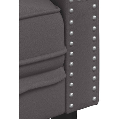 Chesterfield Sofa 3-Sitzer Grau Kunstleder Polstersofa