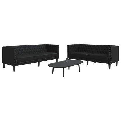 Chesterfield Sofa 2-Sitzer & 3-Sitzer Schwarz Kunstleder