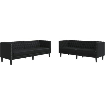 Chesterfield Sofa 2-Sitzer & 3-Sitzer Schwarz Kunstleder